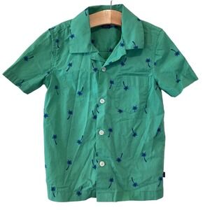 Gap Kids Boys XS 4/5 Green Palm Tree Print Short Sleeve Button Down Shirt